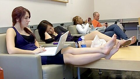 Voyeur Filming Tired Womens Sensitive Feet And Toes At The Airport...