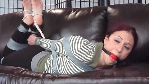 Milf Taped Ball Gagged Hogtied Barefoot...