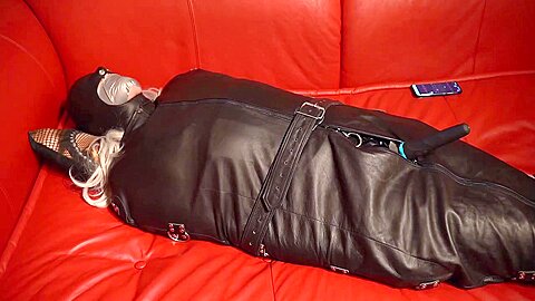 Leathermummy With Leather Hood Tape Gagged...