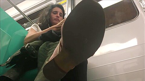 Gorgeous In Sandals Spotted By A Voyeur Camera In The Subway...