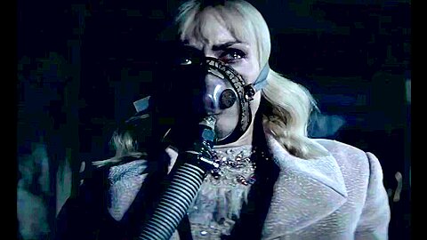 Freaky breathing mask woman...