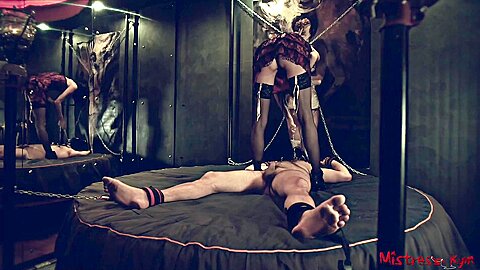 Femdom Nipple Torture Of A Chained Male Sub With Mistress Kym...