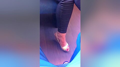 Kinky Girl Enjoys Having Tight Sexy Shoes On Her Hot Voyeur Feet...