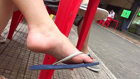 Beautiful Feet With Sexy Red Nail Polish Voyeur Video...