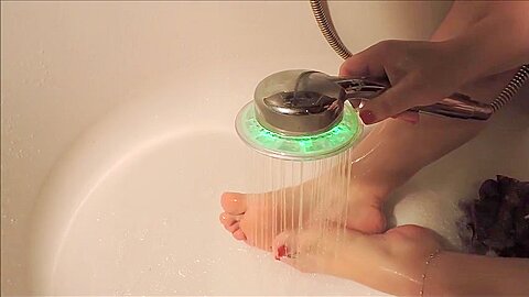 Naughty German Girl Showering Naked Feet Bathtub...