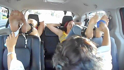 Sexy Girls Getting Their Amateur Feet Tickled In The Van...