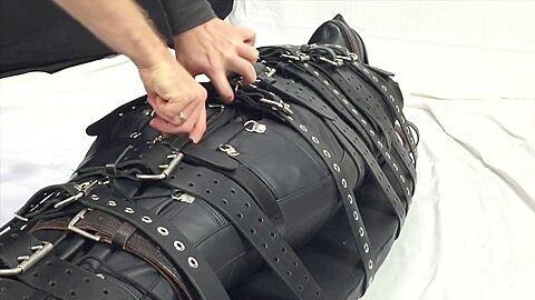 Restrained With 20 Belts In Heavy Leather...
