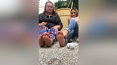 Amateur Girlfriends Sitting On The Ground In Public Showing Off Their Hot Feet...