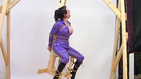Latex Catsuit Suspended Chair Tie